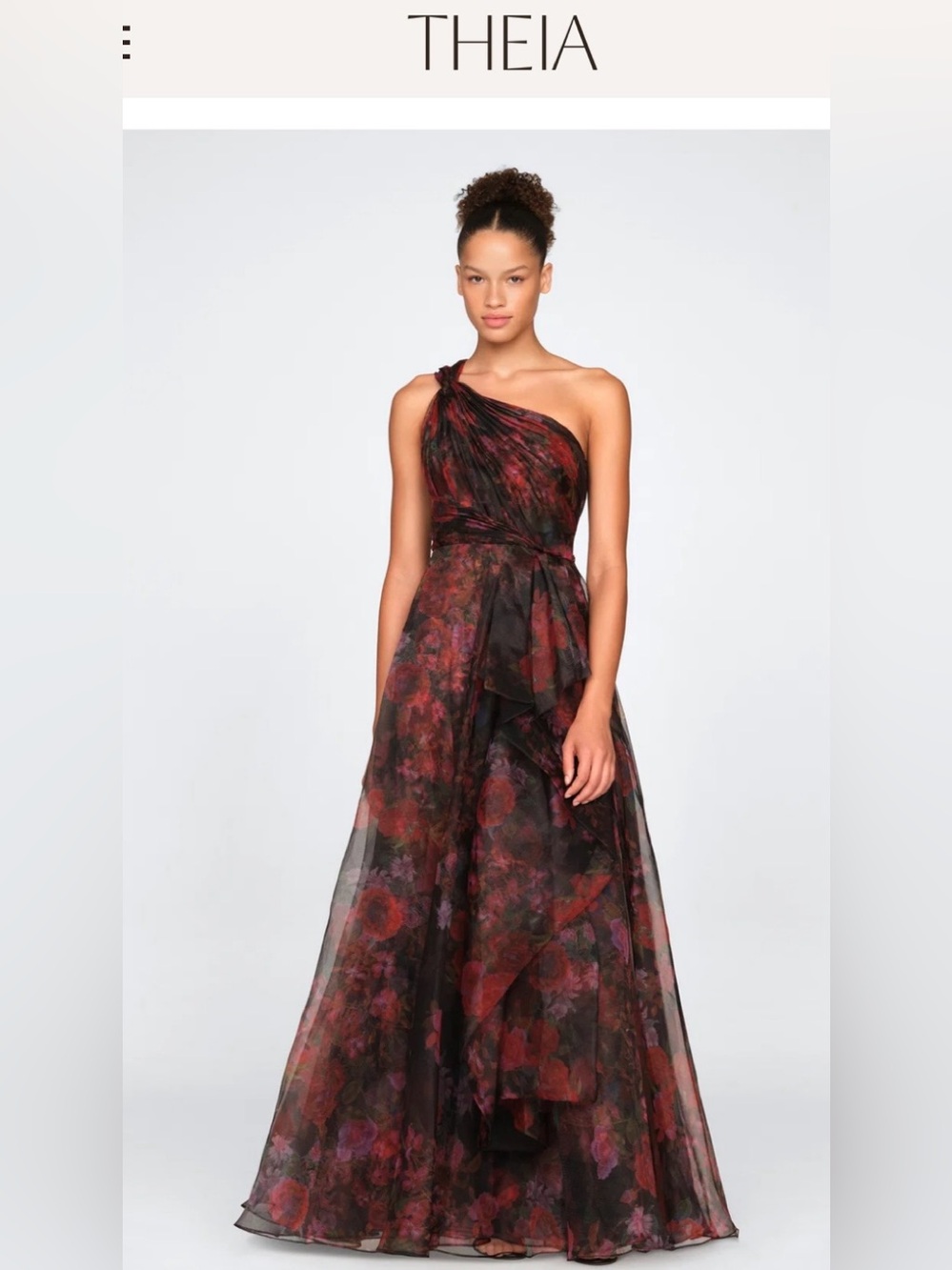 NWT Theia Rue One Shoulder Gown Size 16 in Night Heritage Floral